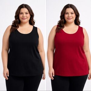 Praise Hymn Fashions Reversible Tank Top Black Red ITY Stretch Women’s XL